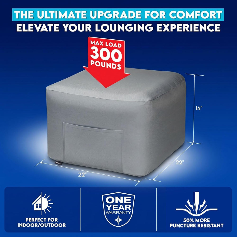 Pittman Inflatable Ottoman Foot Rest for Camping - Outdoor Pouf Ottoman is Wa...