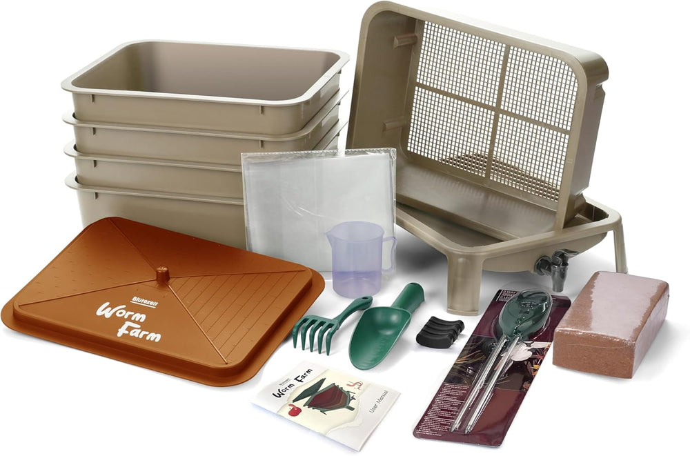 Blütezeit 5-Tray Worm Compost Bin, 53QT Outdoor & Indoor Worm Composter w...