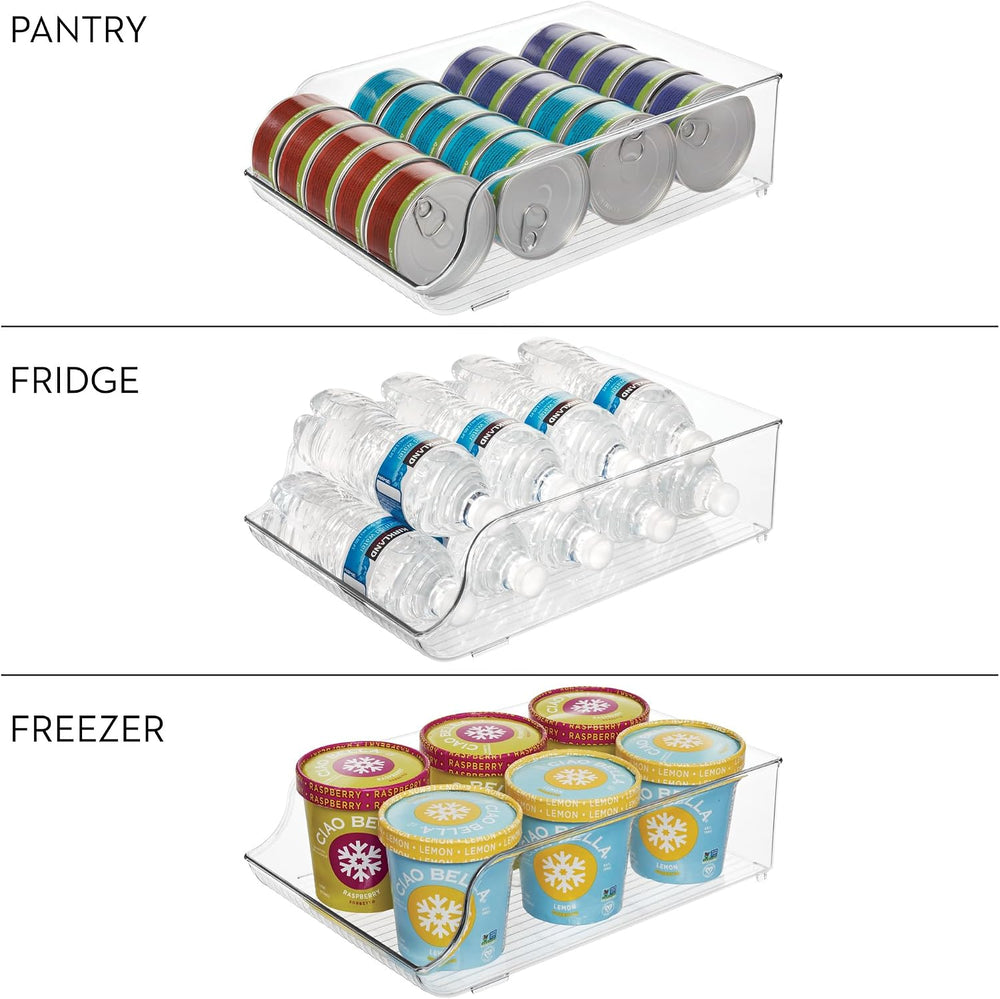 iDesign Water Bottle Organizer for Fridge, Set of 4, Clear