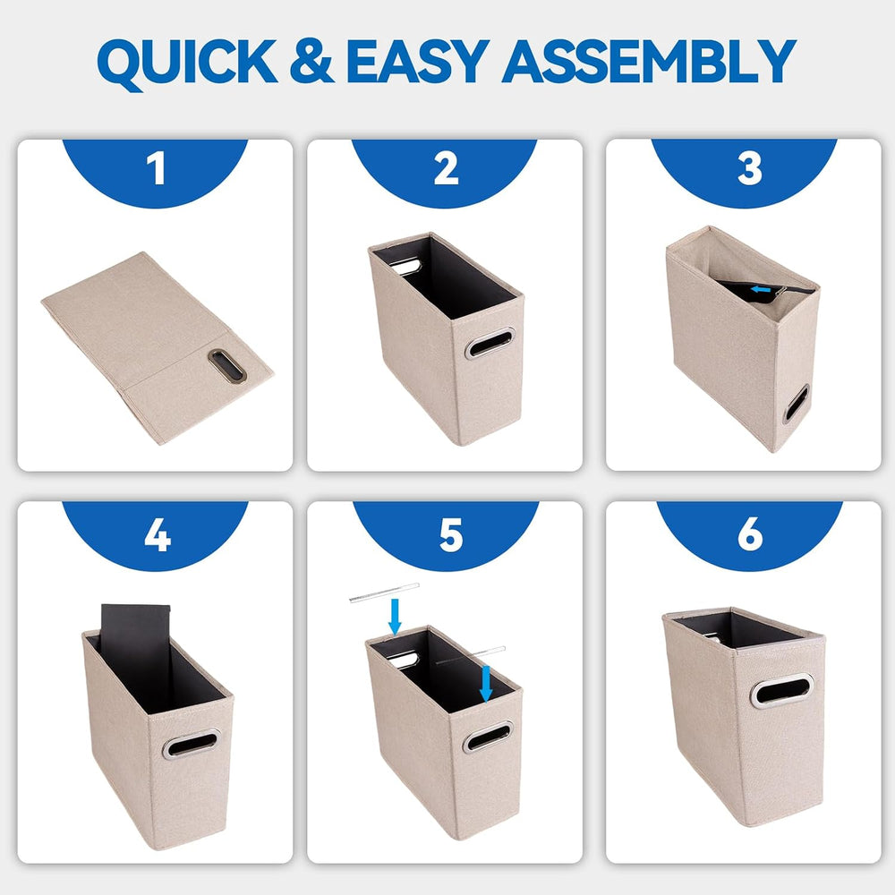 6 Pack Letter Size File Storage Box Collapsible,Fabric Hanging File Folders O...