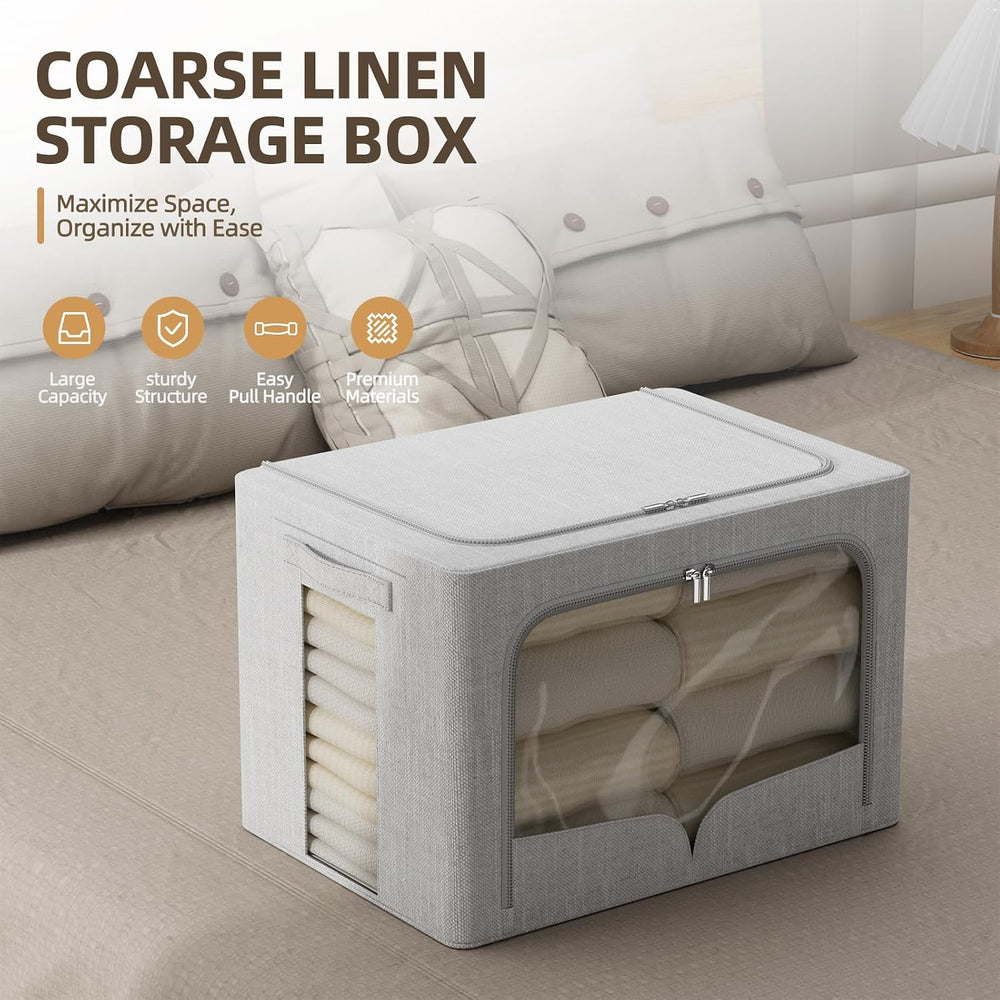 FHSQX 6 Pack Clothes Storage Bins Light Grey, 16.5x12.2x12.2 Inch