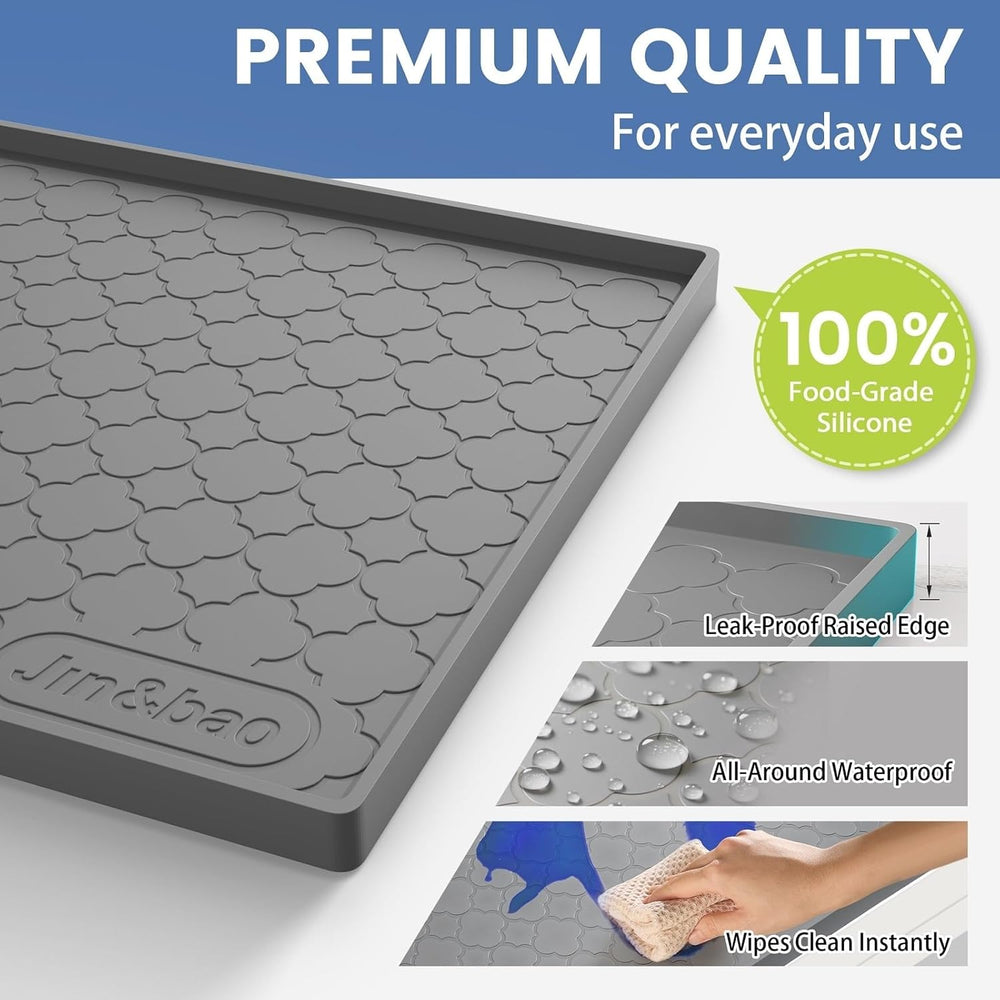 Jin&Bao Under Sink Mat 40" x 22" Waterproof Silicone Cabinet Ki...
