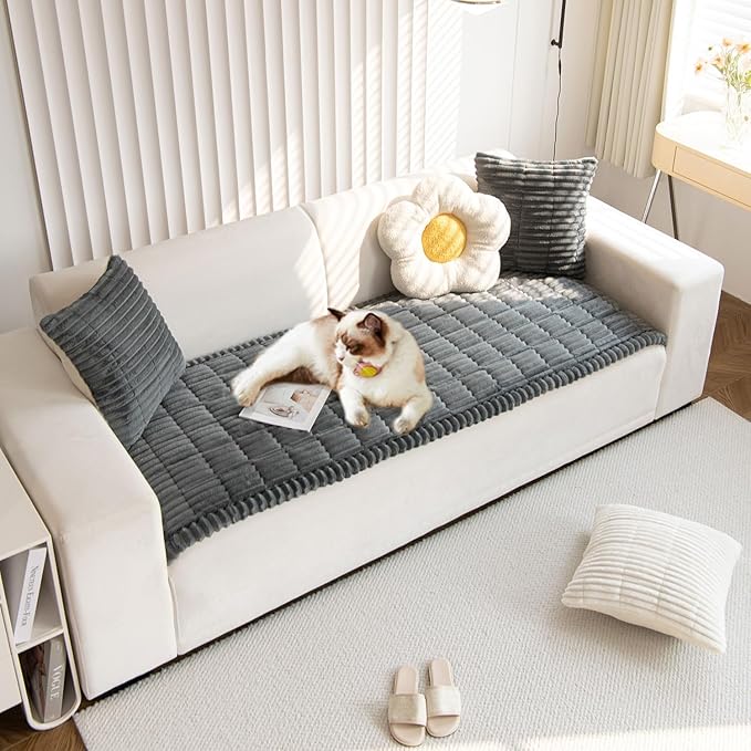 OTOB Couch Cover for Dogs Washable, Non Slip Plush Sofa Covers for 3 Cushion - Image 9
