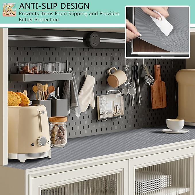 Self-Adhesive Shelf Liner Kitchen Liner, Waterproof Backed Paper Easy Peel and