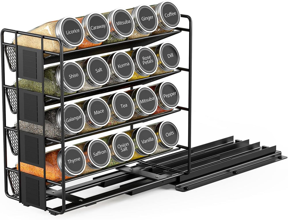 SpaceAid Pull Out Spice Rack Organizer with 20 Jars, Heavy Duty Slide Out Sea...