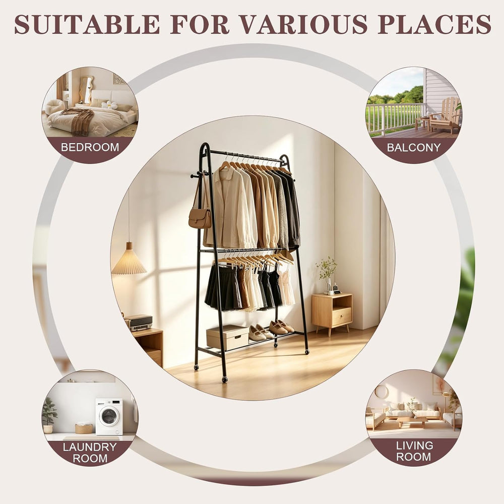 Heavy Duty Clothes Rack with Wheels, Garment Rack