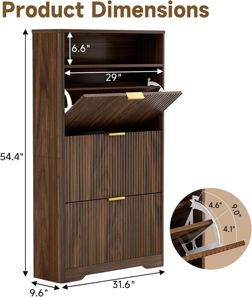 Rovibek Shoe Cabinet Storage for Entryway, Narrow Shoe Rack with 3 Flip Drawe...