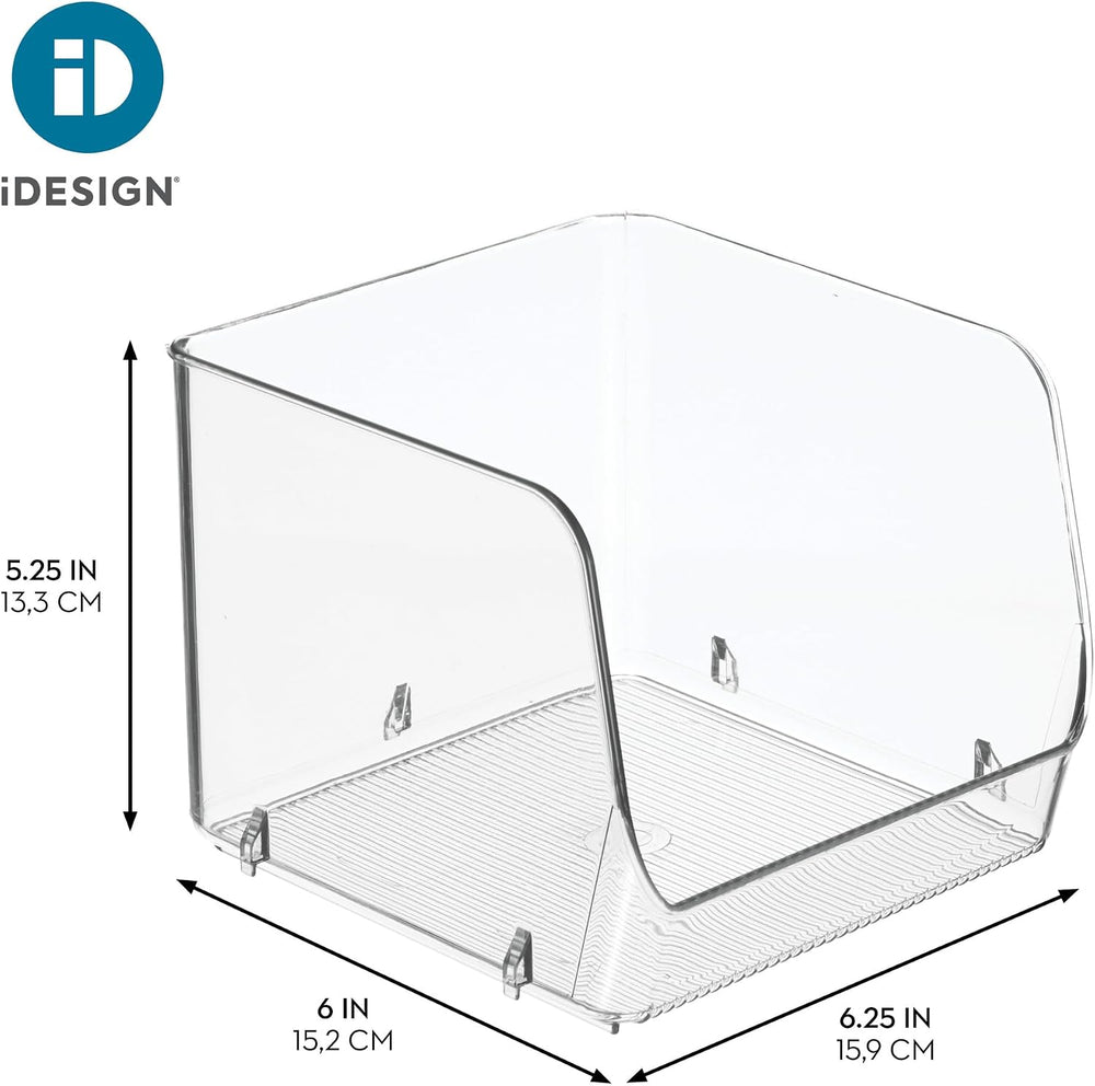 iDesign Stackable Open-Front Storage Bins, Set of 6, Clear