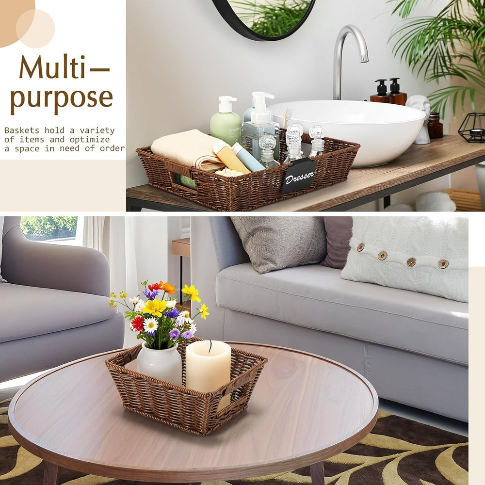 Marsui 9 Pcs Wicker Storage Baskets for Pantry Organization with Handle Label...