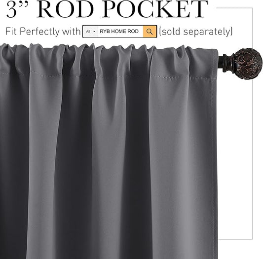 RYB HOME Short Blackout Curtains - Image 2