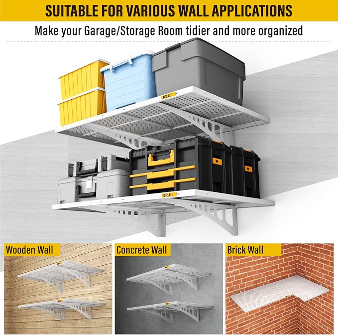 2Pack 2x3ft Adjustable Metal Garage Wall Shelving Heavy Duty Garage Storage