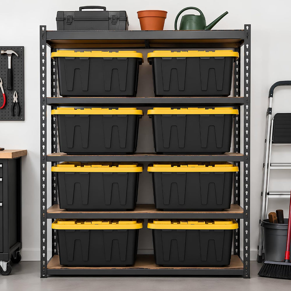 8 Pack 27 Gallon Heavy Duty Storage Totes with Lids, Stackable Plastic Storag...
