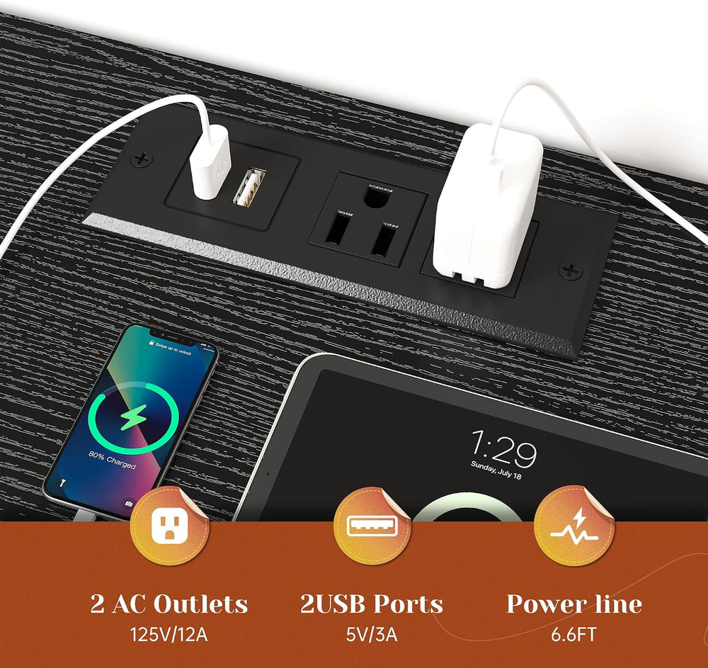 EnHomee Dresser for Bedroom with LED Lights & Charging Station