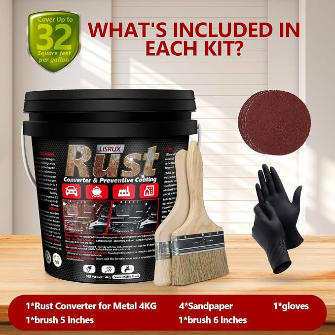 Rust Converter & Metal Primer, 141 Fl Oz Black Rust Inhibitor Paint - Image 8