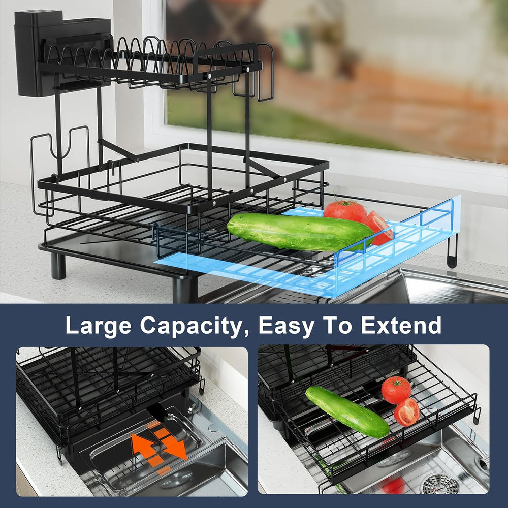 2 Tier Dish Drying Rack - Expandable Dish Rack Over Sink, 304 Stainless Steel...