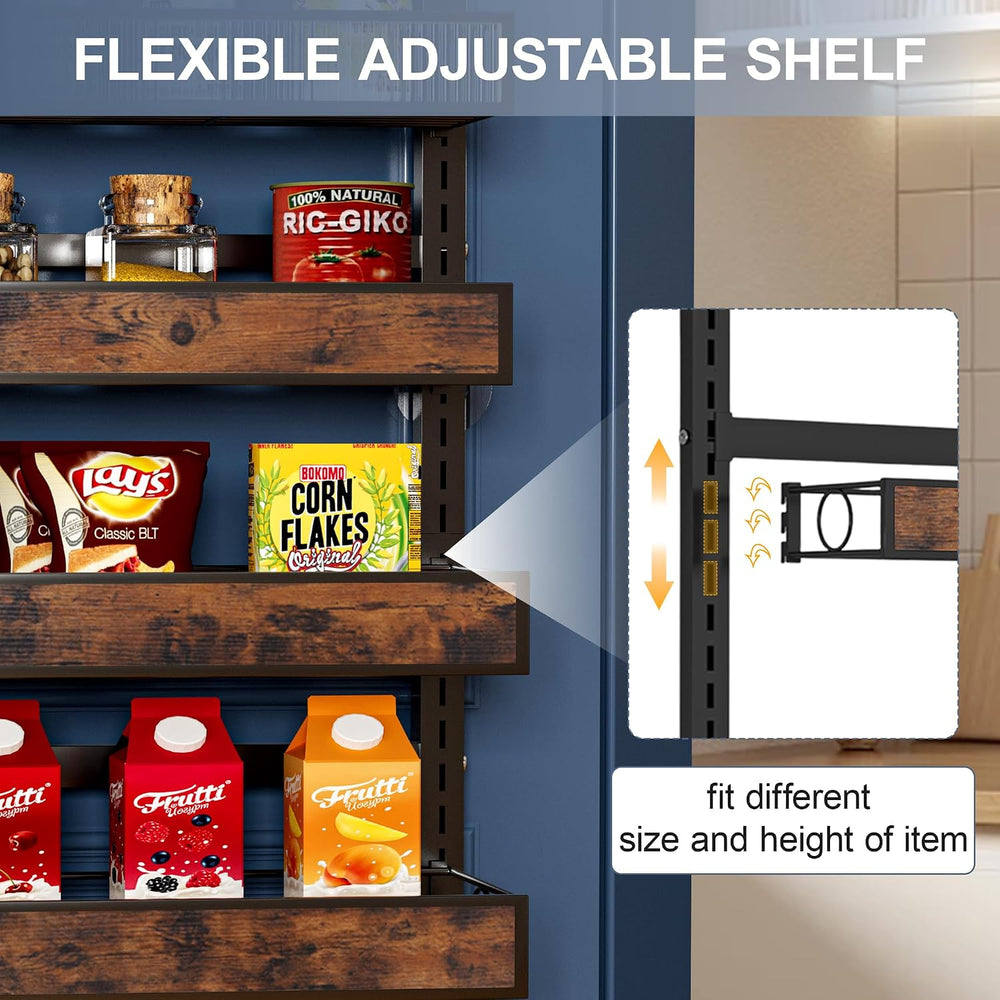 6 Tier Over The Door Pantry Orangizer 2 IN 1 Wall Mounted or Hanging Spice Ra...