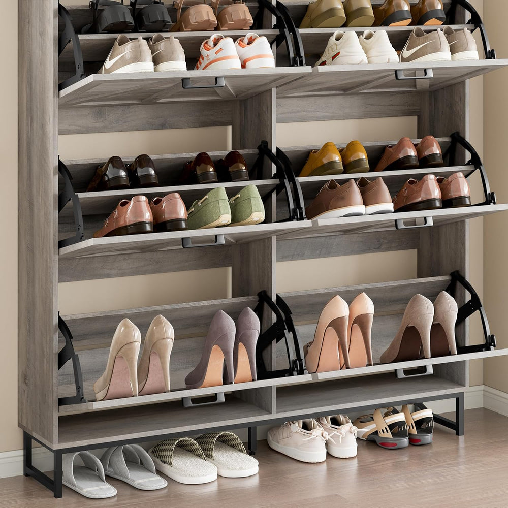 BORNOON Shoe Cabinet with 6 Flip Drawers Narrow Shoe Storage Cabinet Organize...