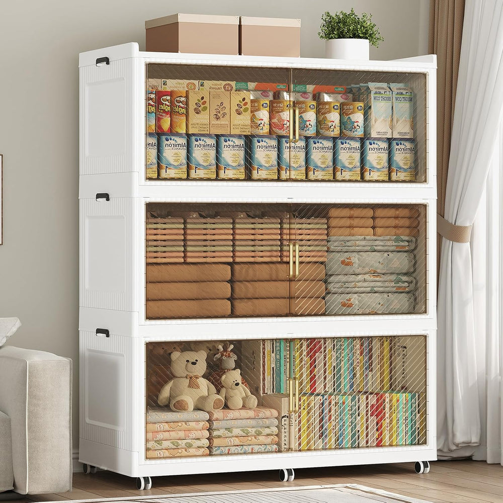 600QT Storage Bins with Lid Extra Large Stackable Closet Organizer Plastic Co...