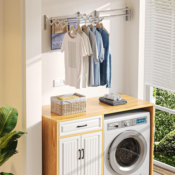X-cosrack Wall Mounted Clothes Drying Rack, Wide Large Rustproof Retractable - Image 7