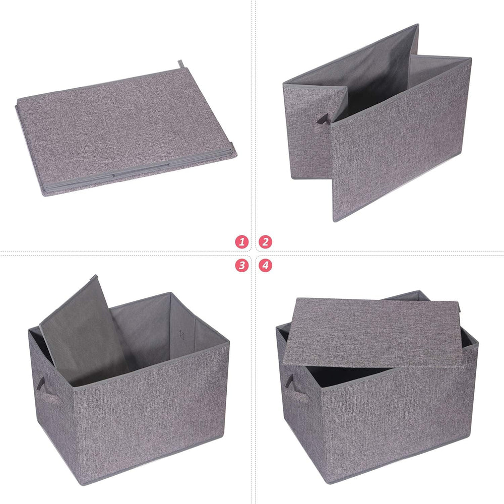 TENABORT 4 Pack Large Foldable Storage Box with Lids Fabric Storage Cube Orga...