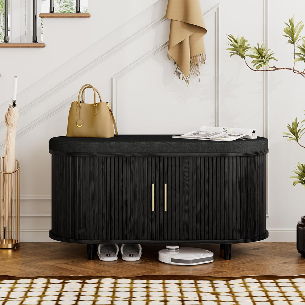 DHH 2-Tier Storage Bench,Wide Shoe Bench with Thickened Padded Seat Cushion, ...
