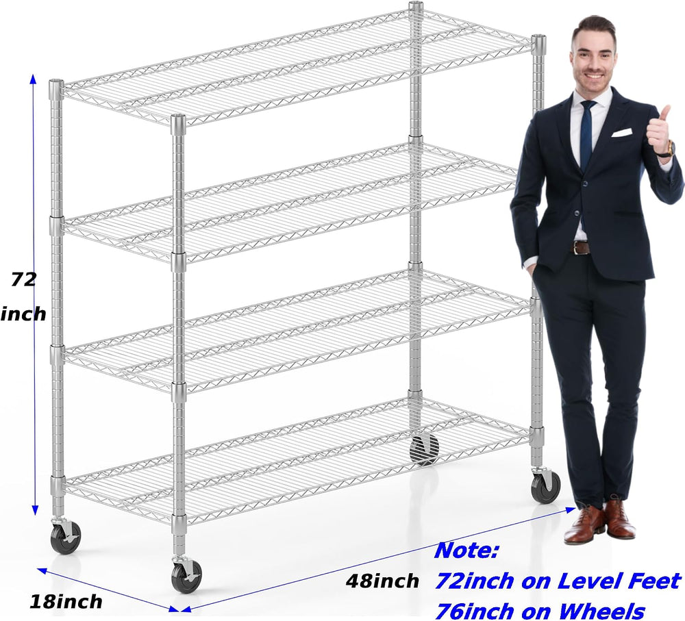 Homdox Heavy Duty Metal Shelves for Storage, 4 Tier Storage Racks and Shelvin...