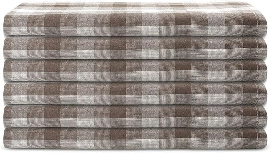 Kitchen Towels Set of 6 Brown/Ivory Checks 20x30 Inches 100% Cotton Highly - Image 2