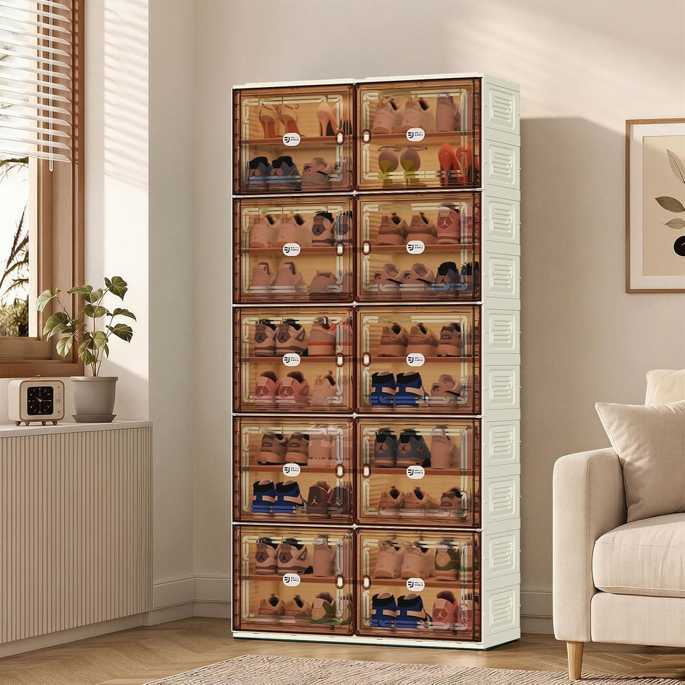 White Foldable Shoe Rack Organizer for 40 Pairs