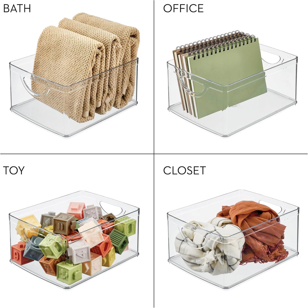 iDesign Plastic Stackable Kitchen Cabinet Storage Bin, Clear, 4-Pack