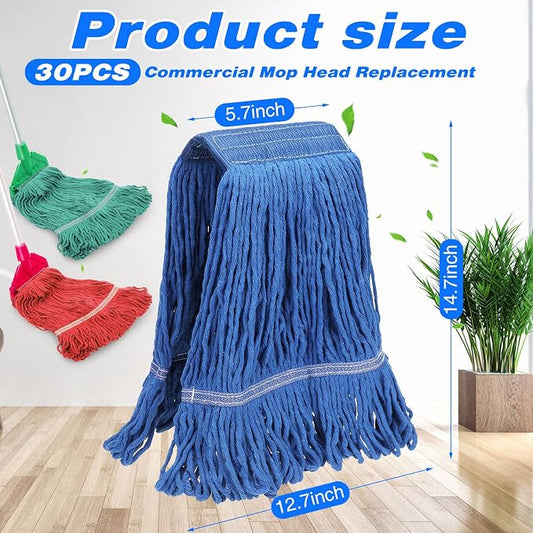 Roshtia 30 Pieces Commercial Mop Head Replacement Floor Cleaning Wet Mop Heads - Image 2