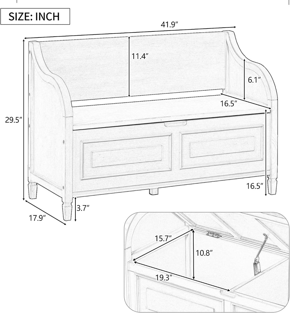 SOFTSEA 41.9" Storage Bench with Back, Entryway Shoe Bench with Cushion ...