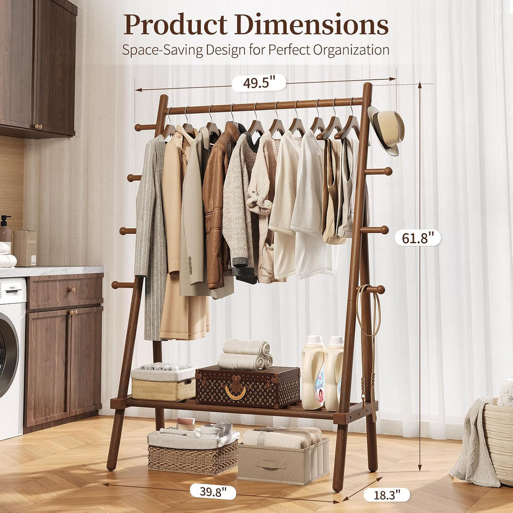 Yoobure Solid Wood Clothes Rack - Heavy Duty Clothing Racks for Hanging Cloth...