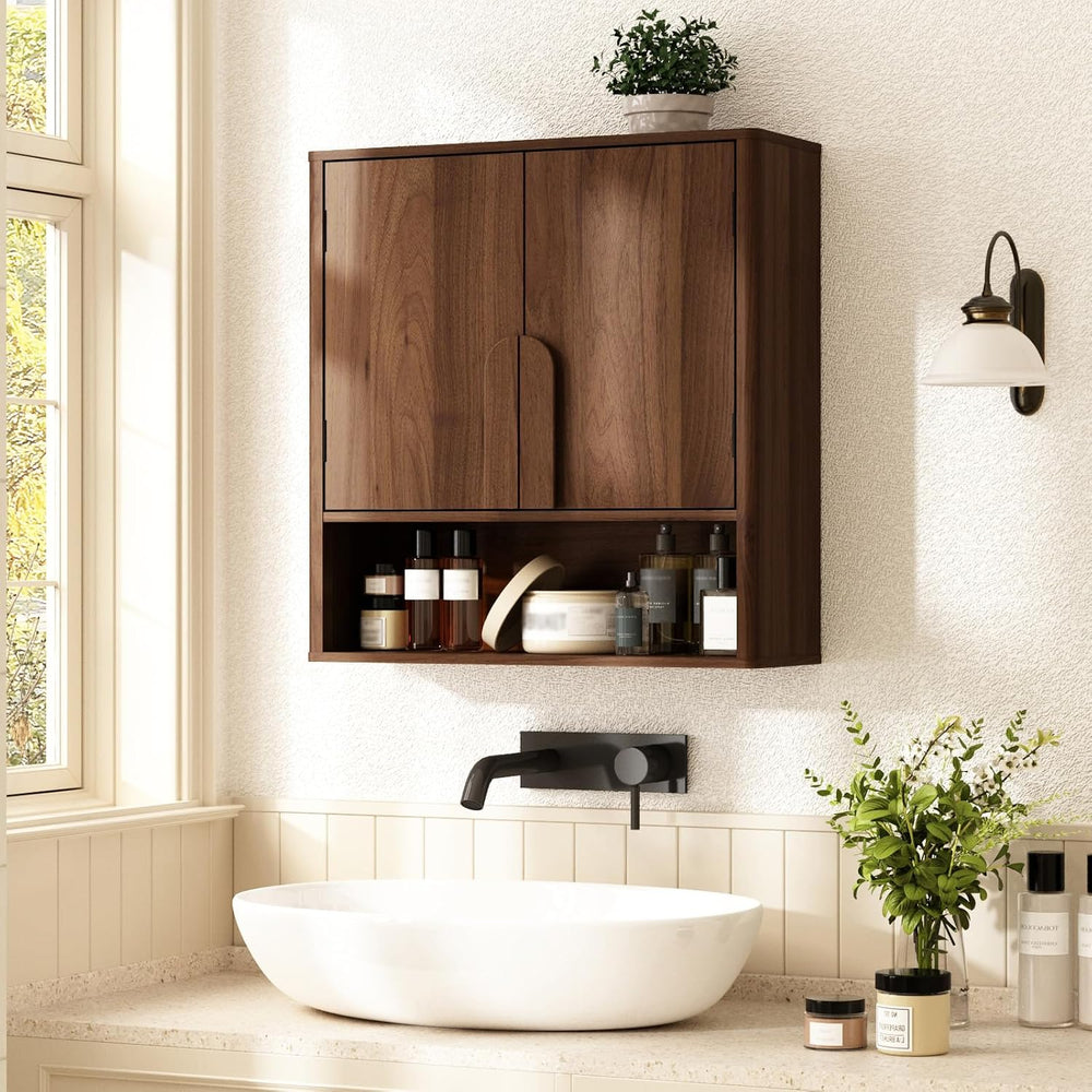 RUSTOWN Wall Mounted Bathroom Cabinets with Rounded Edges & Curved Handles