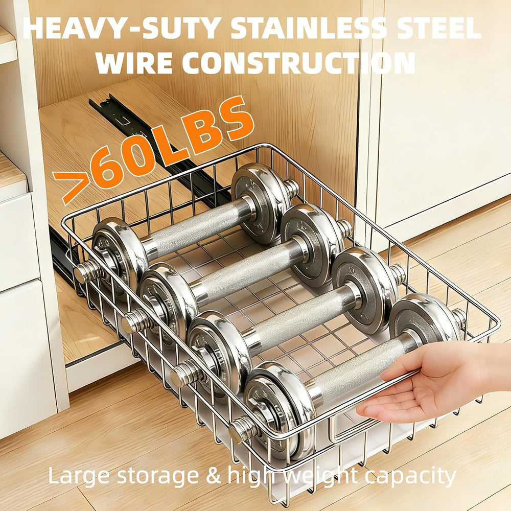 Pull Out Cabinet Organizer, 1 Pack Stainless Steel Pull Out Drawers for Cabin...