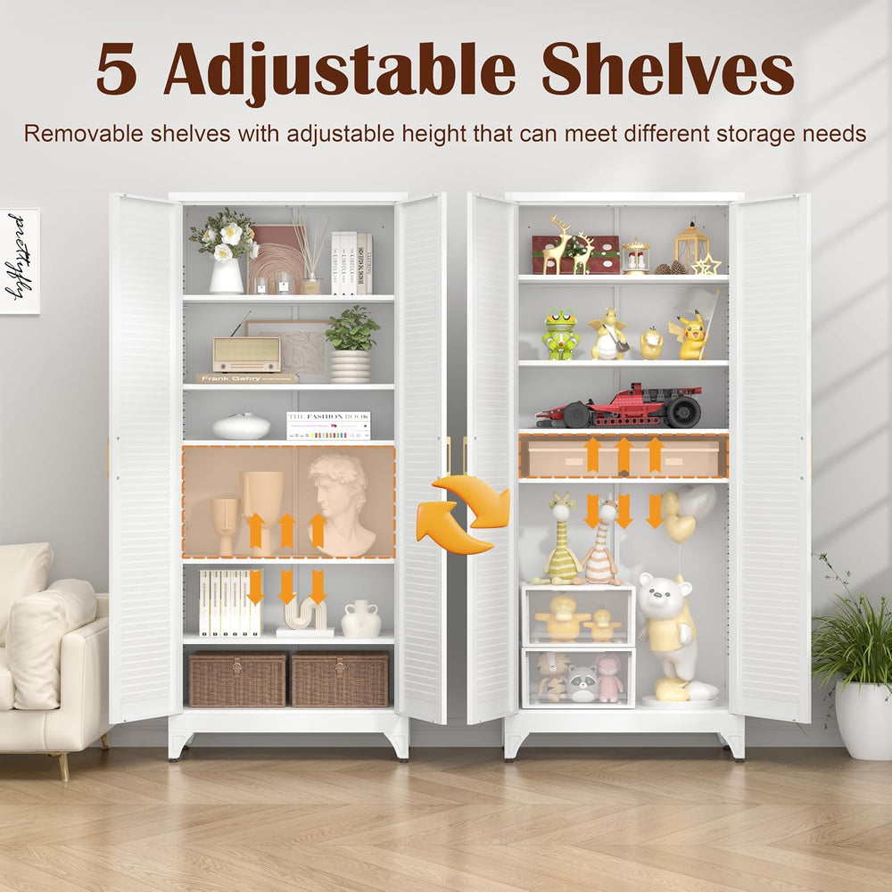 SteeLoong 75" Metal Storage Cabinet with Doors and 5 Adjustable Shelves