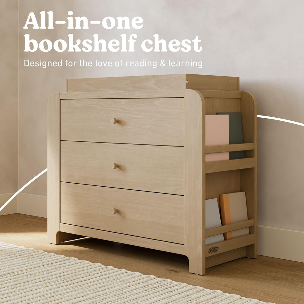 Graco Read-with-Me 3 Drawer Chest with Removable Changing Topper, Driftwood