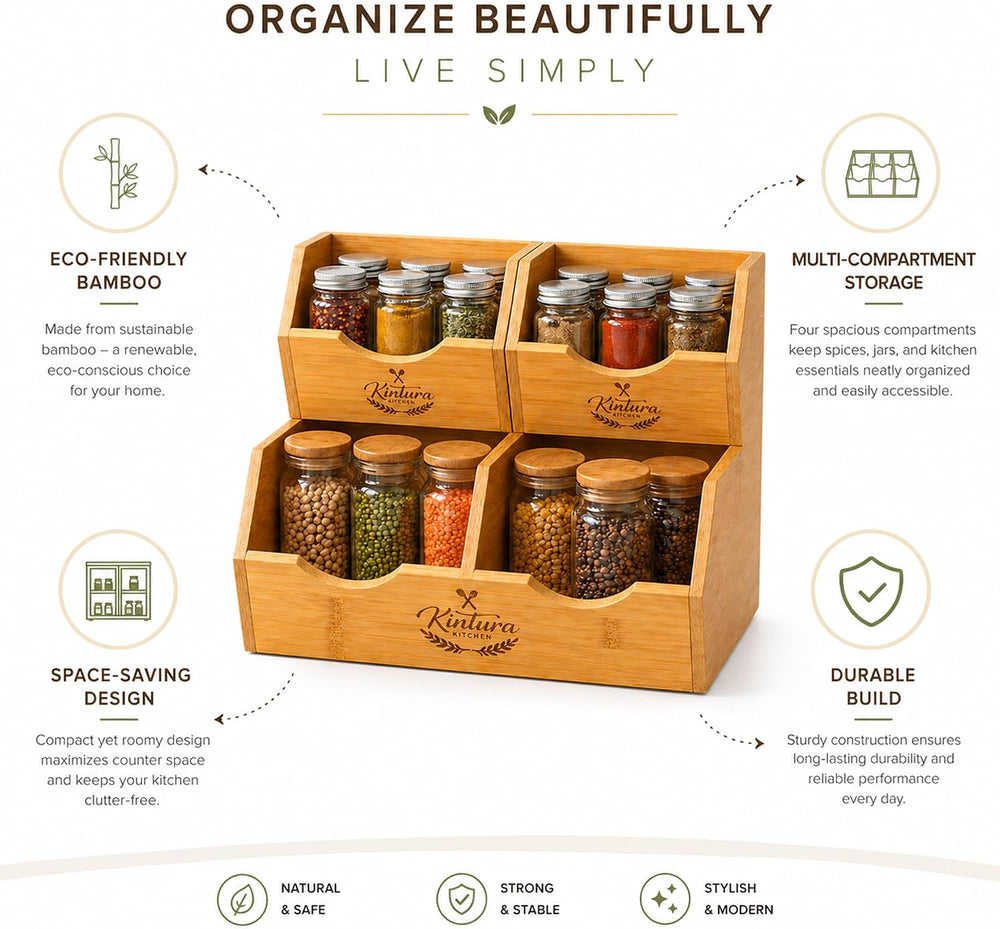 Stackable Bamboo Pantry Storage Bins, Potato Onion Storage Organizer, 3-Tier ...