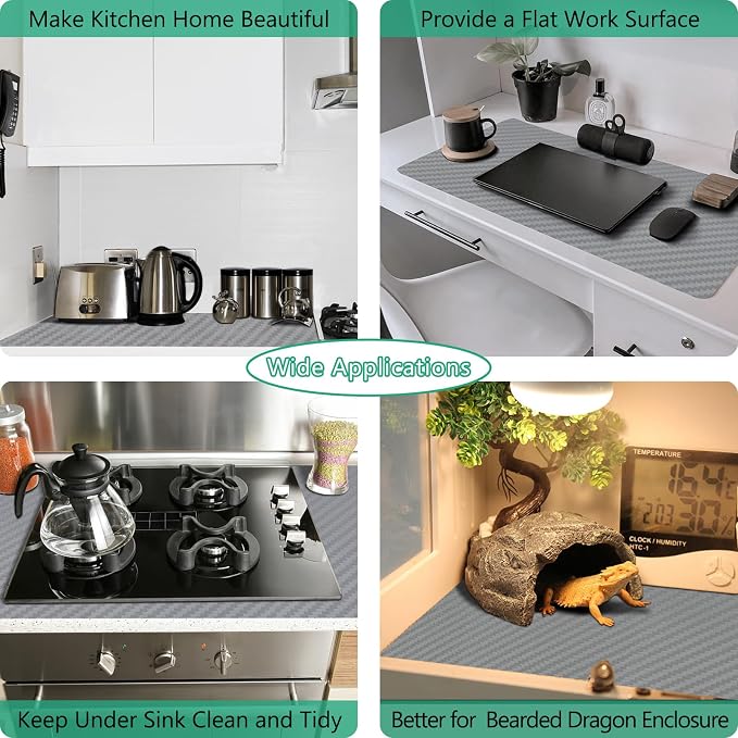 Self-Adhesive Shelf Liner Kitchen Liner, Waterproof Backed Paper Easy Peel and