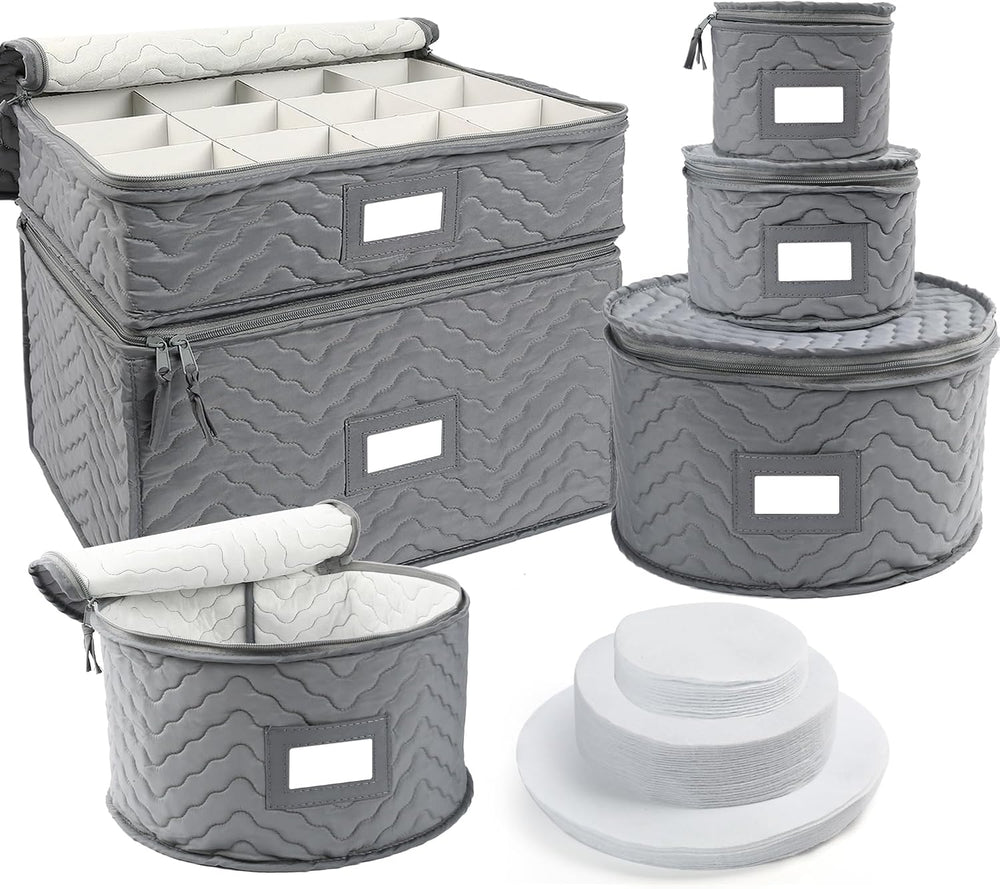 LotFancy China Storage Containers - Quilted 6-Piece Set Storage Box- Stores C...
