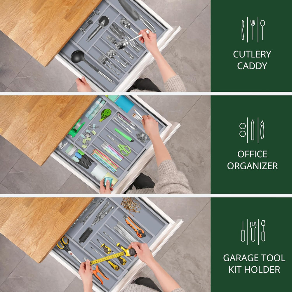 ROYAL CRAFT WOOD Luxury Bamboo Kitchen Drawer Organizer - Silverware Organize...