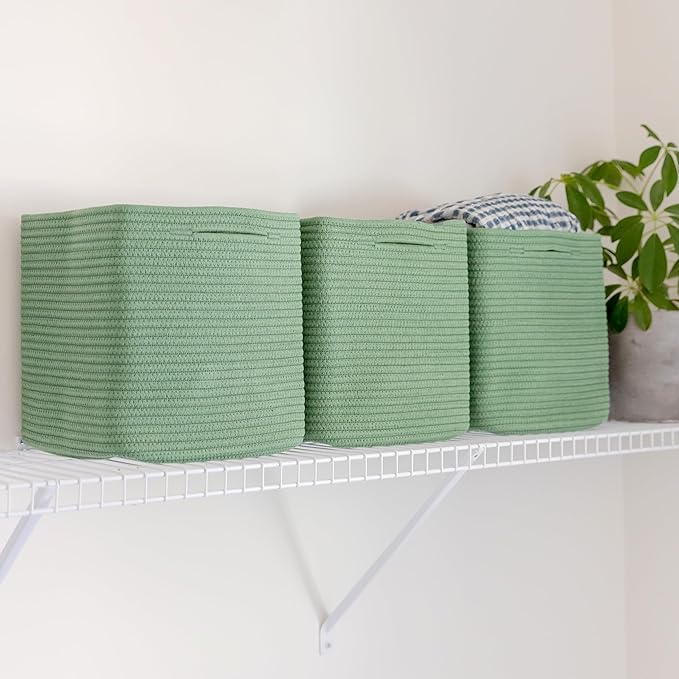 NaturalCozy Storage Cubes 11 Inch Cotton Rope Woven Baskets - Image 9