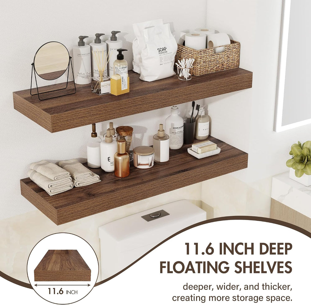 Acovy 72 Inch Floating Shelves, 12" Deep Floating Shelf Wall Mounted, 72...