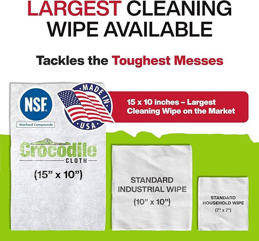 Crocodile Cloth PowerSCRUB Cleaning Wipes – 80 Dual-Surface Cloths, Heavy-Duty - Image 2