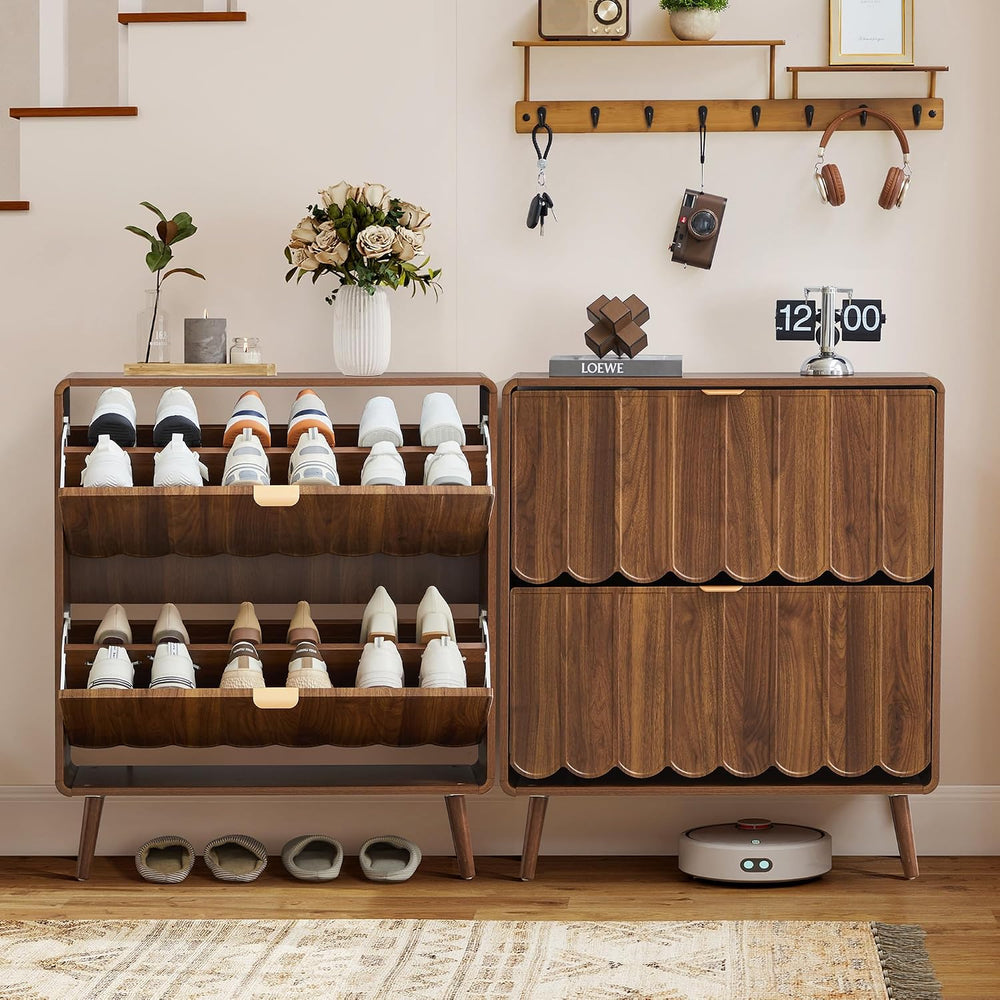 ORRD Shoe Storage Cabinet for Entryway with 2 Flip Drawers Set of 2, Freestan...