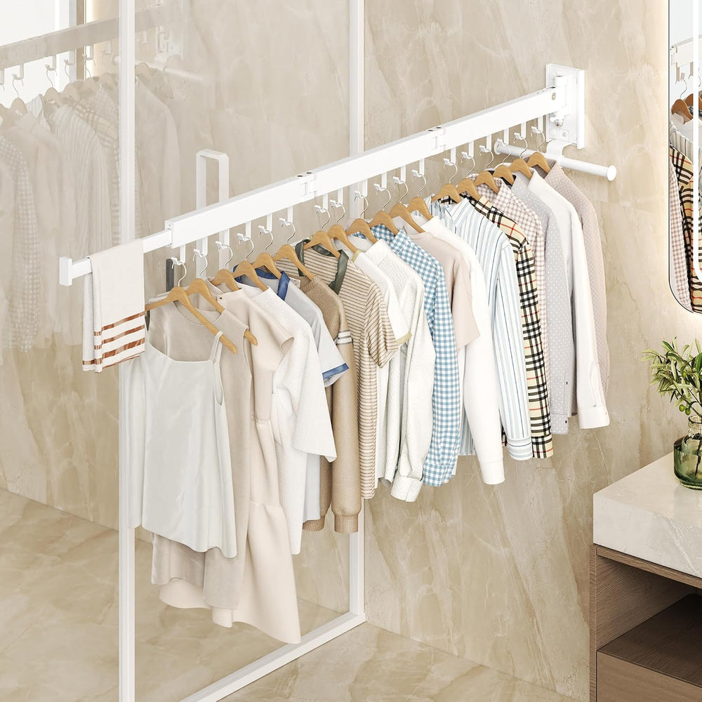 HEILAIYI Wall Mounted Clothes Hanger,Clothes Drying Rack,Laundry Drying Rack,...