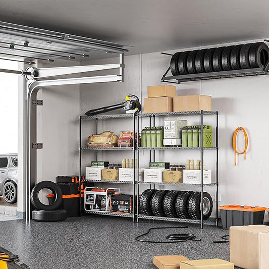 IZEUK 1400 LBS Garage Black Shelving Wide Storage Shelves 4 Tier Adjustable - Image 2