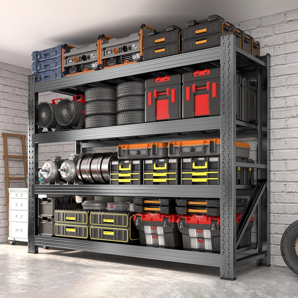 Metal Garage Shelving Unit, Heavy Duty 4-Tier Adjustable Wire Storage Rack, 6...