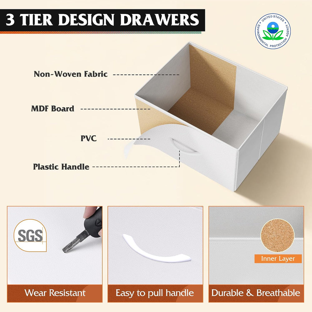 WLIVE LED Dresser TV Stand for 55 Inch TV, 8 Drawers, White