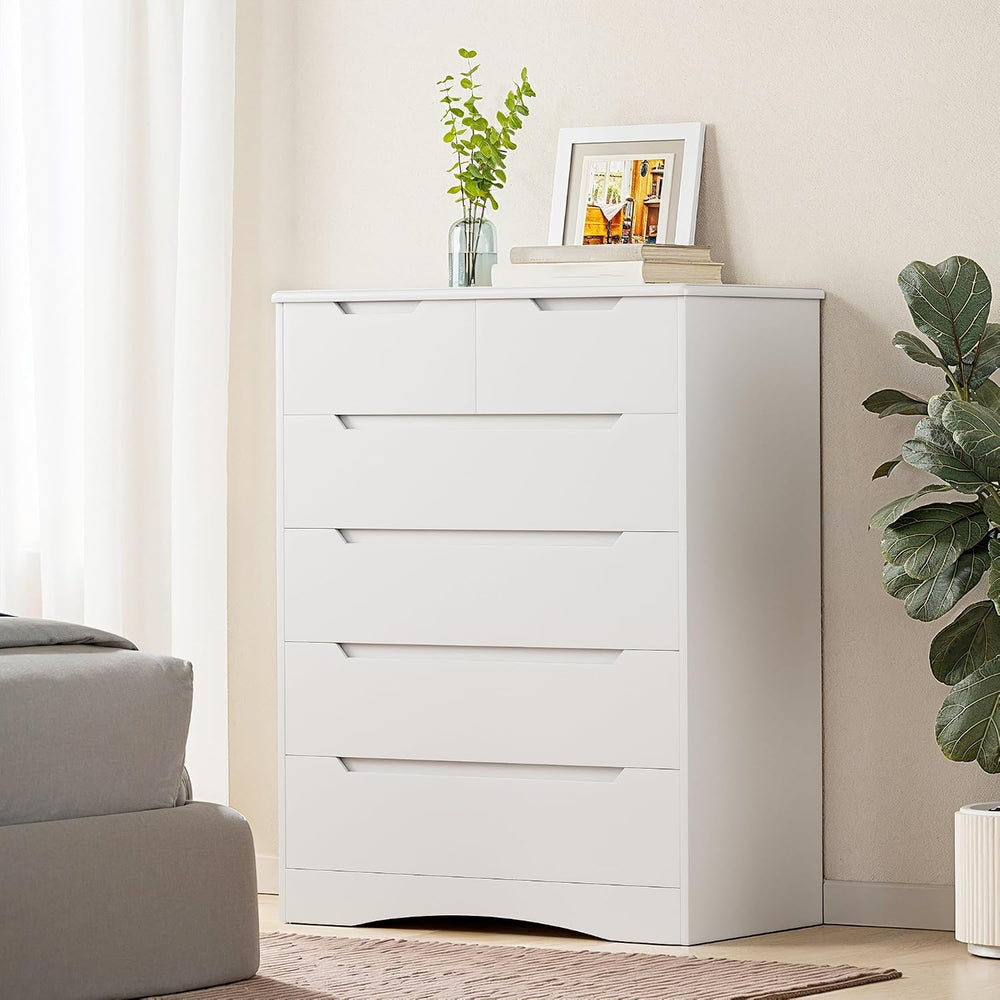 Gizoon Tall 6 Drawer Dresser, White Bedroom Chest of Drawers Cabinet