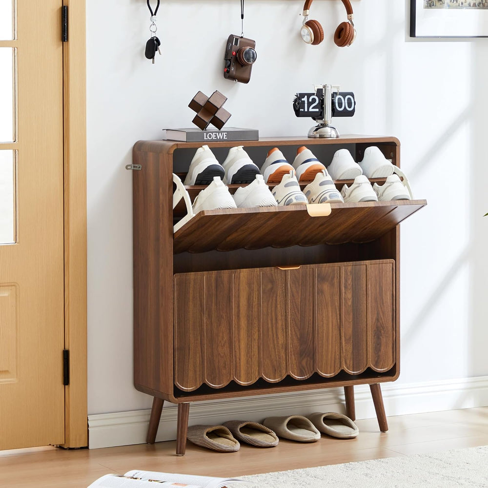 ORRD Shoe Storage Cabinet for Entryway with 2 Flip Drawers Set of 2, Freestan...